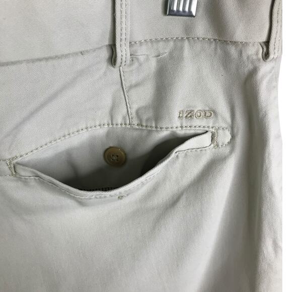 Izod Saltwear Chino Short Size 32 Light Khaki Stretch Flat Front Summer Classic - Picture 5 of 9
